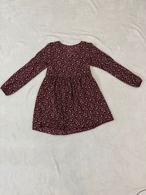 SHEIN Burgundy Long Sleeve Floral Dress - Size Medium